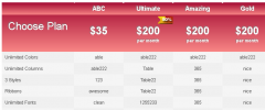IND Pricing Table screenshot 1