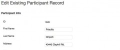 Participants Database screenshot 2