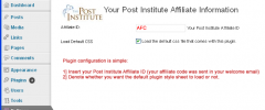 Post Institute Affiliate Plugin screenshot 1