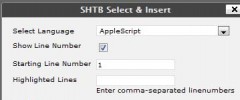 SyntaxHighlighter TinyMCE Button screenshot 2
