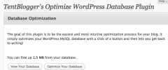 TentBlogger Optimize WordPress Database screenshot 1