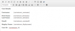 User Shortcodes screenshot 1