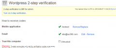 Wordpress 2-step verification screenshot 1