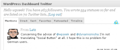 WordPress Dashboard Twitter screenshot 2