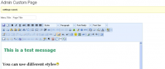 WP Admin Custom Page screenshot 1
