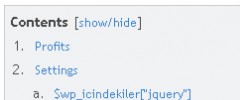 WP Table of Contents screenshot 2